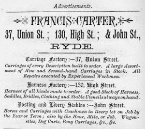 1881 Advert for Francis Carter